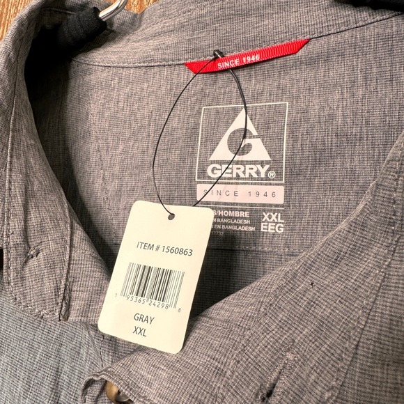 NWT Gerry Men's Short Sleeve Button Up Shirt XXL Performance Quick Dry Pockets - Picture 3 of 5